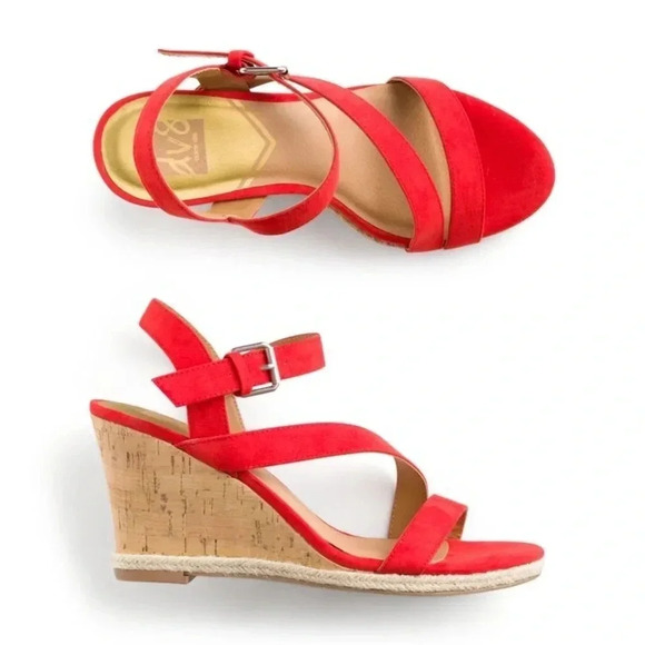 DOLCE VITA | Dv8 Retro Orange Ankle Strappy Round Toe Pierra Dress Wedge Size 10 - Picture 1 of 8